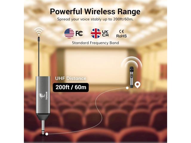 TONOR Wireless Microphone, UHF Metal Cordless Handheld Mic System with Rechargeable Receiver, for Karaoke, Singing, Party, Wedding, DJ, Speech,...