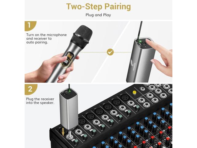 TONOR Wireless Microphone, UHF Metal Cordless Handheld Mic System with Rechargeable Receiver, for Karaoke, Singing, Party, Wedding, DJ, Speech,...