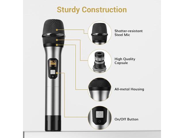 TONOR Wireless Microphones, Metal Dual Professional UHF Cordless Dynamic Mic Handheld Microphone System for Home Karaoke, Meeting, Party, Church,...