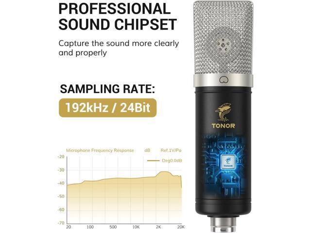 TONOR Condenser Microphone 192kHz/24Bit, USB Cardioid Computer Mic Kit with Upgraded Boom Arm/Spider Shock Mount for Recording, Streaming, Gaming,...
