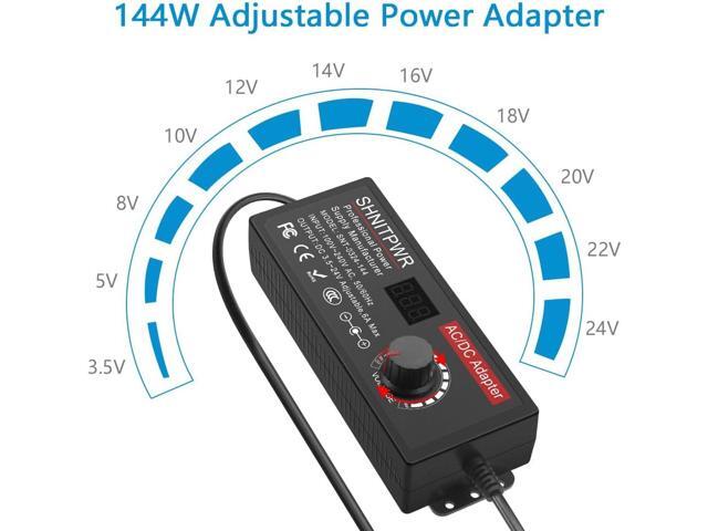 SHNITPWR Universal Power Supply DC 24V 12V 5V 6V 9V 14V 19V Adjustable AC/DC Adapter 100V~240V AC to DC Variable Power Converter Multi-Voltage 3.5V...