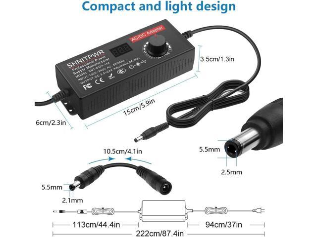 SHNITPWR Universal Power Supply DC 24V 12V 5V 6V 9V 14V 19V Adjustable AC/DC Adapter 100V~240V AC to DC Variable Power Converter Multi-Voltage 3.5V...