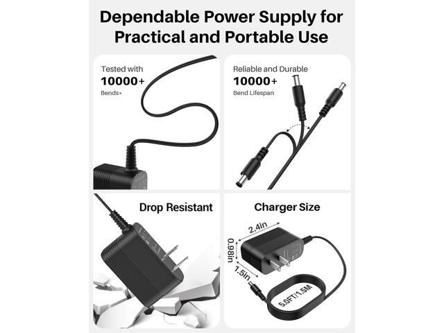 5V 1A Charger Power Cord AC Adapter 5V Power Supply DC for Regulated Switching with 10 Interchangeable Jacks Universal for 100mA 200mA 300mA 350mA...