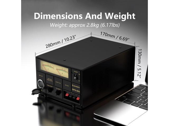 Universal Compact Bench Power Supply- 50 Amp Regulated Home Lab Benchtop AC-to-DC Converter 13.8 Volt/9-15Volt, Cooling Fan, Screw Type Terminals -...