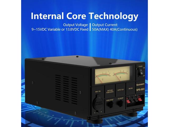 Universal Compact Bench Power Supply- 50 Amp Regulated Home Lab Benchtop AC-to-DC Converter 13.8 Volt/9-15Volt, Cooling Fan, Screw Type Terminals -...