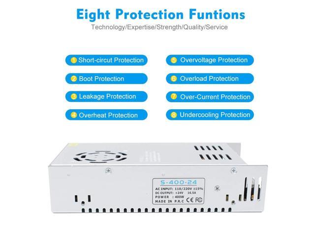 inShareplus 24V 16.5A 400W Universal Regulated Switching Power Supply, 100-240V AC to DC 24 Volt LED Driver, Converter, Transformer, Adapter for...