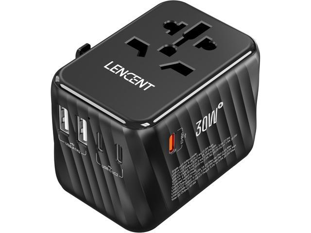 LENCENT Universal Travel Power Adapter, 30W International Wall Charger with 3 USB C 2 USB A Fast Charging, Worldwide Plug Adaptor Travel Essentials...