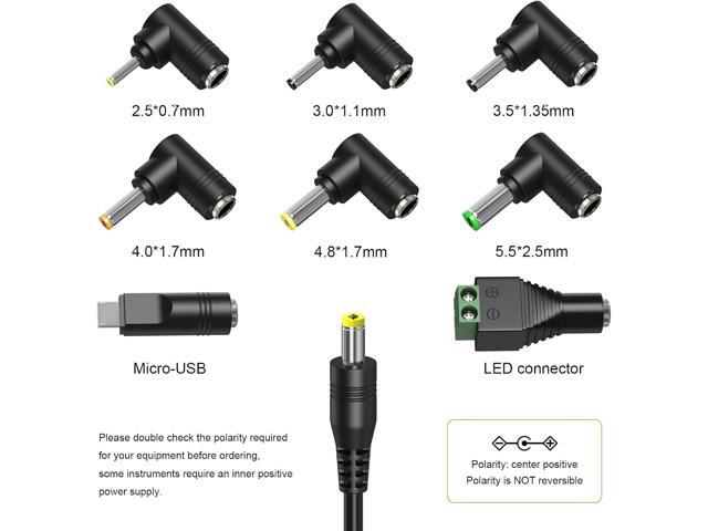 Powseed 45W Universal AC Adapter with 5V 2A USB Port 5V 6V 7.5V 9V 12V 13.5V 15V 3A 2A 1A DC Power Supply Cord with 8 Tips Micro USB 5.5x2.1mm...