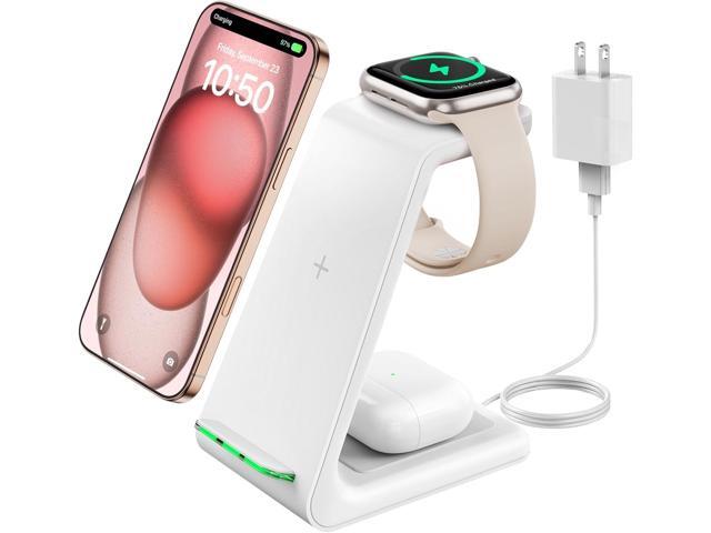 GEEKERA 3 in 1 Wireless Charging Station for Apple, Fast Wireless Charger Stand Dock for iPhone 16 15 14 13 12 11 Pro Max Plus XR XS X, Apple Watch...