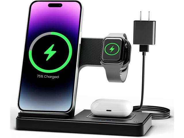 Wireless Charger iPhone Charging Station: 3 in 1 Charger Stand Multiple Devices for Apple - iPhone 16e 16 15 14 Pro Max 13 12 11 - Watch 10 9 8 7 6...