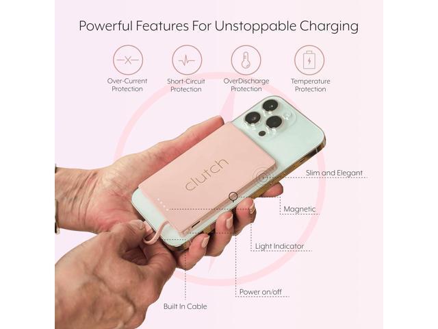 Clutch - Pro USB-C Portable Charger - Compatible with iPhone 15, 16 & Android Devices - Power Bank Magnetic Battery - TSA Travel Approved - USB...