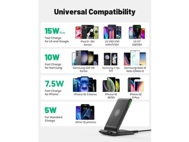 INIU Wireless Charger, 15W Fast Qi Certified Wireless Charging Station with Sleep-Friendly Adaptive Light Compatible with iPhone 16 15 14 13 Pro XS...
