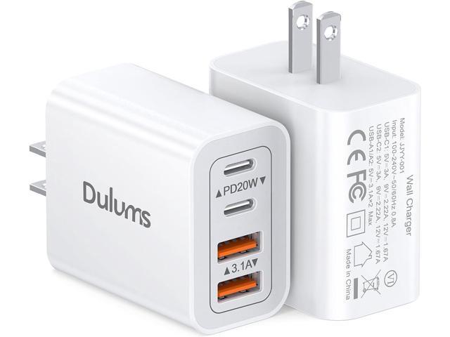 40W USB C Charger Cube, 2-Pack Wall Plug Fast Charging Block, 4-Port PD+QC Power Adapter Multiport Brick Type C Box for iPhone...