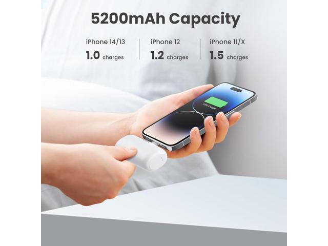 [2-Pack] Mini Portable Charger for iPhone,5200mAh Ultra Compact PD Fast Charging Power Bank,Plug-in Battery Pack Travel Cordless Phone...