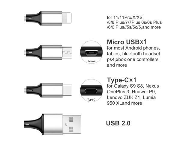 Multi Charging Cable, 10ft 2Pack Multi Phone Charger Cable Braided Universal 3 in 1 Charging Cord Extra Long Multiple USB Cable with USB C, Micro...