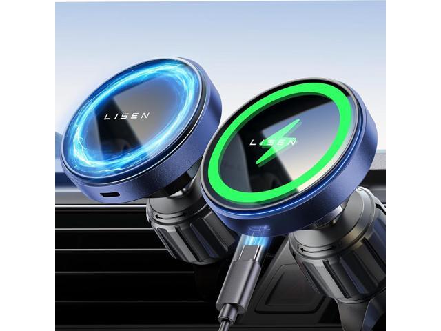 LISEN for iPhone 16 Magsafe Car Mount Charger, Fast Charging 15W Magnetic Wireless Car Charger Air Vent for iPhone 16 Pro Max, Vent Phone Mount for...