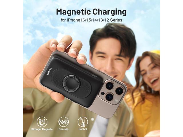 BLAVOR for Magsafe Portable Charger with Built-in Cables, USB C 20W Fast Charging, 10000mAh Magnetic Wireless Power Bank, Battery Pack with Stand...
