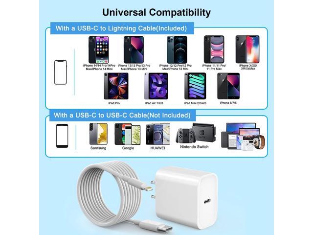 Fast iPhone Charger, Quick 10Foot USBC Wall Charger Phone Charger 2Pack 20W PD USB C Fast Charger Block + 10FT Lightning Fast Charging Cable for...