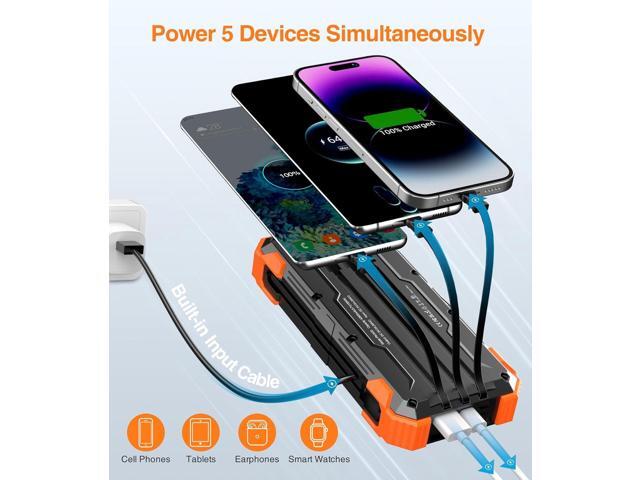 GOODaaa Portable Charger 42800mAh Built in 4 Cables and Thermometer 15W Fast Charging Power Bank Five Outputs Three Inputs Solar Charger Power...