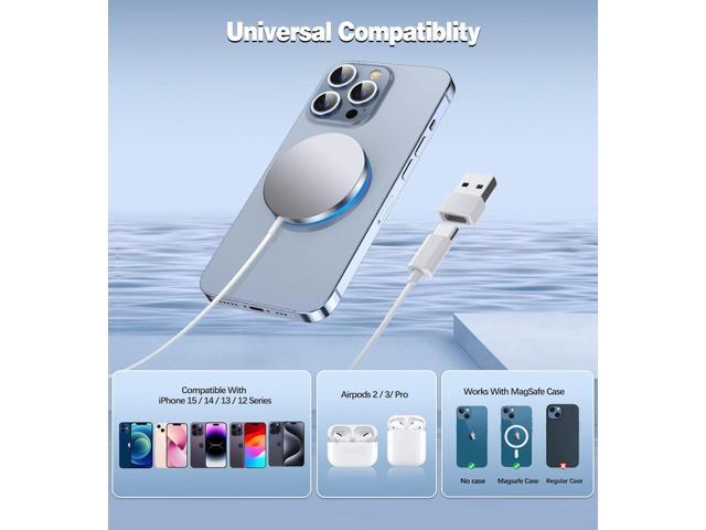 Magnetic Wireless Charger 15W Fast Charging Apple Mag-Safe Charger for iPhone 15/14/13/12 Pro/Max/Plus/Mini and AirPods 3/2/Pro 2/Pro Portable...