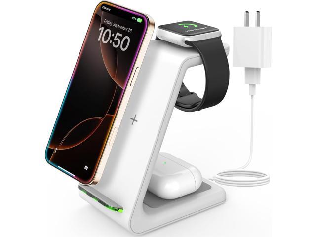 JoyGeek 3 in 1 Wireless Charging Station for Apple, Wireless Charger Stand for iPhone 16/15/14/13/12/11/SE/X/8 Pro Max Plus Mini, Charging Dock for...