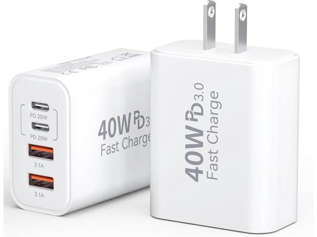 USB C Fast Charger Block, iPhone Charger Fast Charging Blocks 40W Multi Port Charger 4-Ports PD & QC Charging Cube Brick Power Adapter Type C Wall...