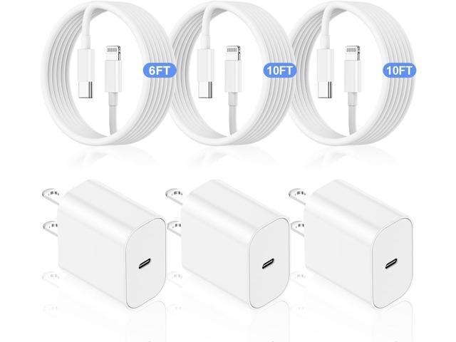 6ft/10ft/10ft iPhone Charger Fast Charging Block,Wall Charger Plug and Long USB C to Lightning Cable Cord,Type C Charging Cube Adapter Brick Box...
