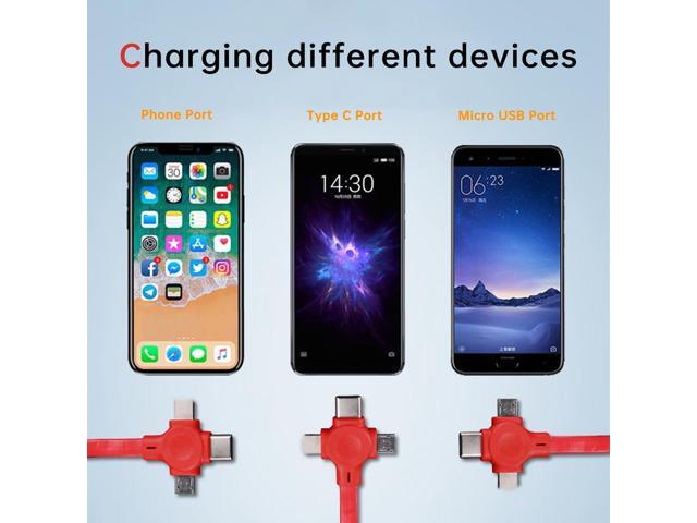 4 Pcs 3 in 1 Retractable Multi Charging Cable (3.28FT) with USB C/Micro USB/IP and Phone Holder, Festivals and Birthday Gift for Your Family and...