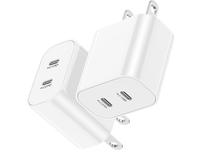 USB C Fast Charger Block,USB C Charging Block 2-Pack Type C 2in1 Dual Ports Plug Wall Charger, Fast Type C Charger for iPhone 17 Pro Max/17 Pro/17...
