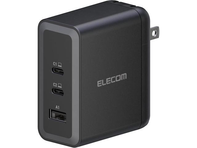 ELECOM 100W USB C Wall Charger Block, 3 Multi Port GaN II Smart PD, Ultra-Fast Charging, Compact Power Adapter for Multiple Devices, Laptops,...