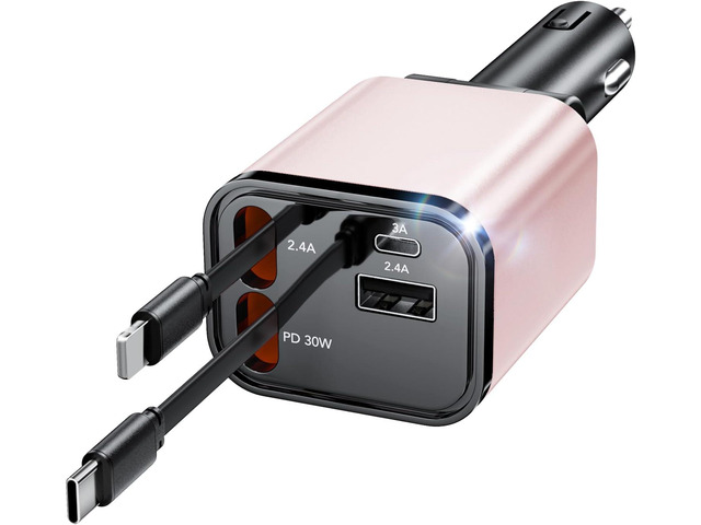 84W Retractable Car Charger,Car Phone Charger USB C Fast Charge for iPhone EloBeth Car Charger,Cigarette Lighter USB Charger Car Accessories,Road...