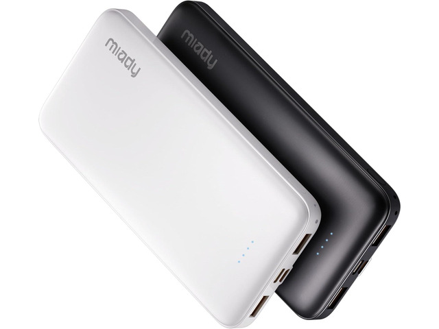 Miady 2-Pack 10000mAh Dual USB Portable Charger, Type-C Charging Power Bank, Slim Battery Pack for iPhone 17/16/15/14, Galaxy S24/22, Android etc