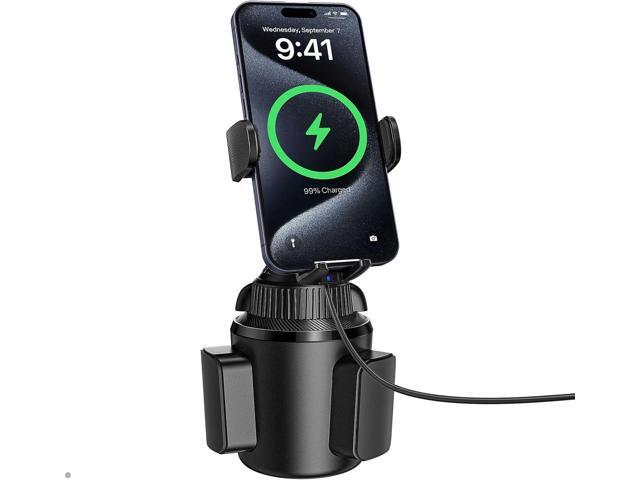 APPS2Car Solid Cup Phone Mount for Car Cup Holder Wireless Charger 15W with Quick Extension Long Arm Fast Swivel Adjustable Height 360 Rotatable...
