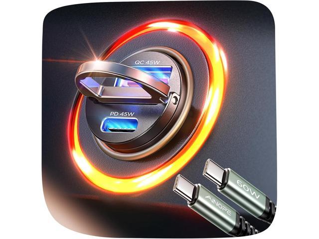 AINOPE for iPhone 17 Pro Max 16 15 14 90W Super Fast Car Charger USB C Fast Charge,Invisible Cigarette Lighter Adapter, [Mini & Metal] Type C Car...