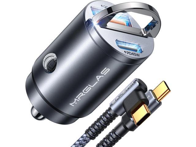 MRGLAS 90W Fast iPhone 16 Car Charger, USB C Car Charger with Type C Cable, PD45W & QC45W, Flush Fit, All Metal, Cigarette Lighter USB Adapter for...