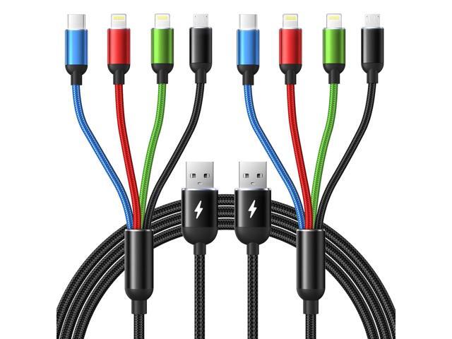 Multi Charging Cable, [2Pack 6Ft] 4 in 1 Fast Multi Charging Cord Nylon Braided Multiple Charger Cable USB Cable Adapter for IP/Type C/Micro USB...