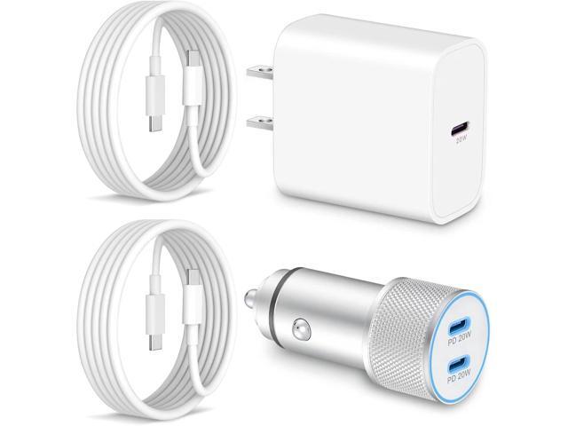 iPhone 16 15 Car Charger Fast Charging, 40W Dual Port USB C Car Charger Adapter & 2x3FT Type-C Cable & 20W USB C Fast Charger Block for iPhone 16...