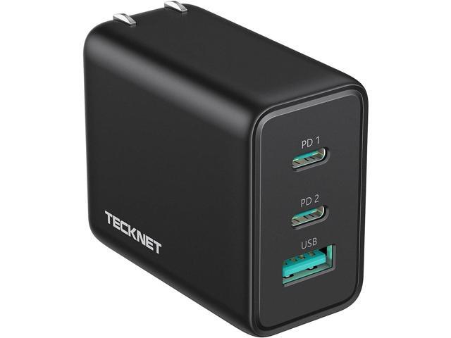 TECKNET USB C Fast Charger Block 65W PD 3.0 GaN Wall Charger,3-Port Foldable Travel Adapter for iPhone 16 Pro Max/16 Pro/16 Plus/16/15/Galaxy...