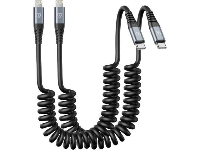 KIYODA USB Type C to Lightning Cable 3FT 2Pack, Coiled iPhone Charger Fast Charging for Car Short USBC iPhone Cord for iPhone14/13/12/11 Pro...