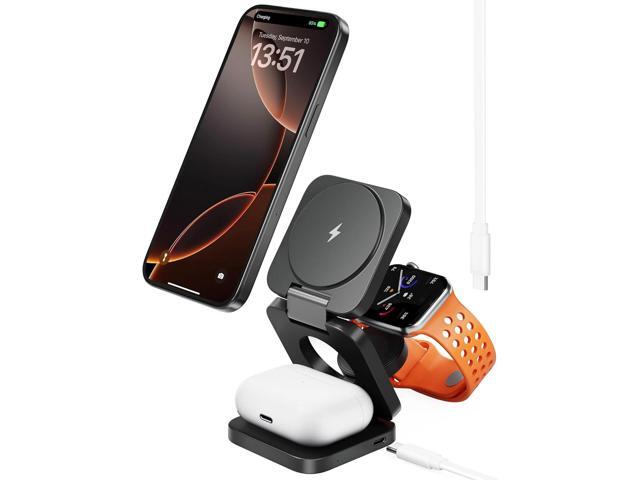 Antank 3 in 1 Charging Station for Apple, Magnetic Foldable Wireless Charger Stand, Portable Travel Charger for iPhone 16 15 14 13 12 Series,...