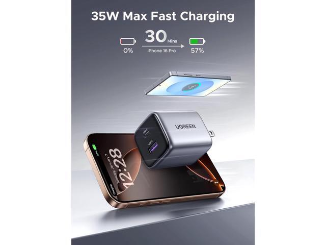UGREEN 35W USB C Charger, Nexode 2-Ports GaN Foldable PPS Compact Fast Wall Charger Block for iPhone 16/15/14/13, Galaxy S25/S24/S23, Pixel 8...