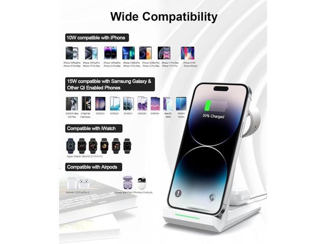 Wireless Charging Station for iPhone - 3 in 1 Charger Stand for iPhone 16 15 14 13 12 11 Pro Max Plus,Charging Dock for Apple Watch...