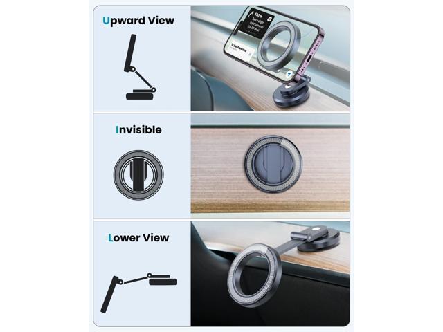 APPS2Car Foldable Metal Magnetic Car Phone Mount for Magsafe iPhone 16 15 14 13 12 Pro Max Plus Mini MagSafe Case, One-Hand Operation