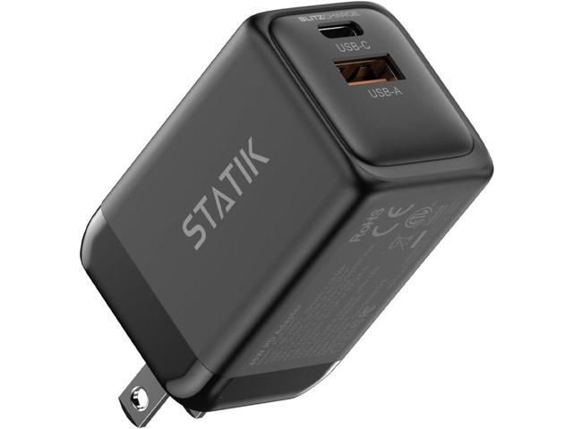 STATIK Fast-Charging GaN Power Adapter - 48W Dual USB C & USB - Foldable Compact Charger for iPhone, iPad, Samsung, Pixel - Smart Overheat...