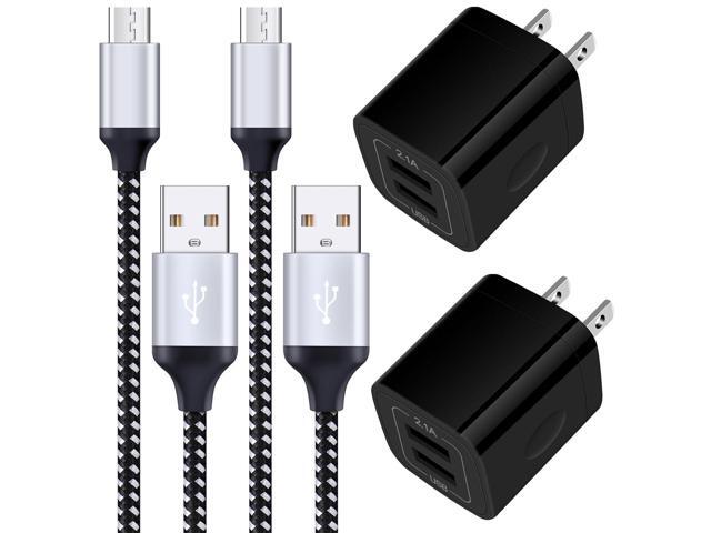 Android Charger, 2-Pack 2.1A Dual Port USB Charging Block Charger Plug with 6FT Fast Charging Micro USB Cable Phone Chargers Android Cord for...