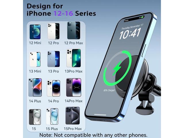 Magsafe Car Mount Wireless Car Charger [15W PRO ] Universal Vent Car Charging Fits iPhone16 Pro Max Plus Mini 16 15 14 13 12
