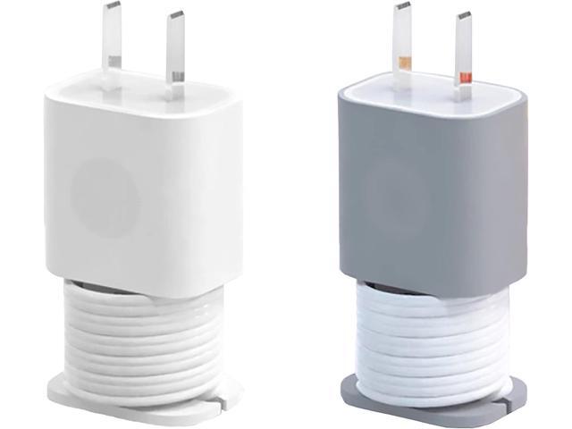 2 in 1 Silicone Charger Protector with Cord Wrap, iPhone Silicone Power Adapter Case, Snapback Charger Winder, Compatible with 18W/20W (2P-WG)