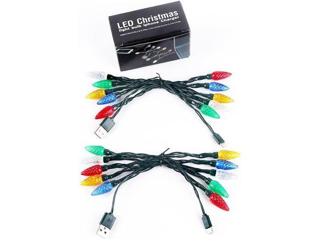 YAGE Tale LED Christmas Light Phone Charger Cord USB and Bulb Charging Cable 50inch 10led Multicolor Bulbs Compatible with Phone5,6,7,8,X,XR,XS,XS...