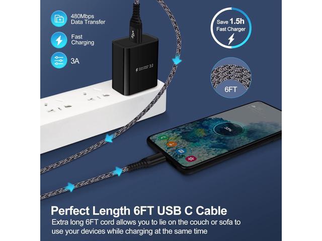 Adaptive Fast Charging Wall Charger USB Type C Cable for Samsung Galaxy S25 Ultra A16 5G,A15 A53 5G,S24 S23 S22 A54 A13 A52 A25 S21 FE S20 A14 A03s...