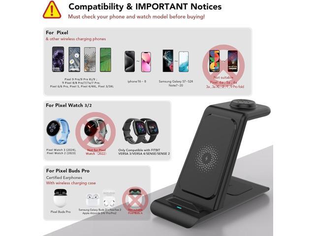 HATALKIN Upgraded Pixel Watch 3/2 Charger,3 in 1 Pixel Charging Station for Google Pixel 9/8/7/XL,Pixel Buds Pro/2,Wireless Charger Stand for...